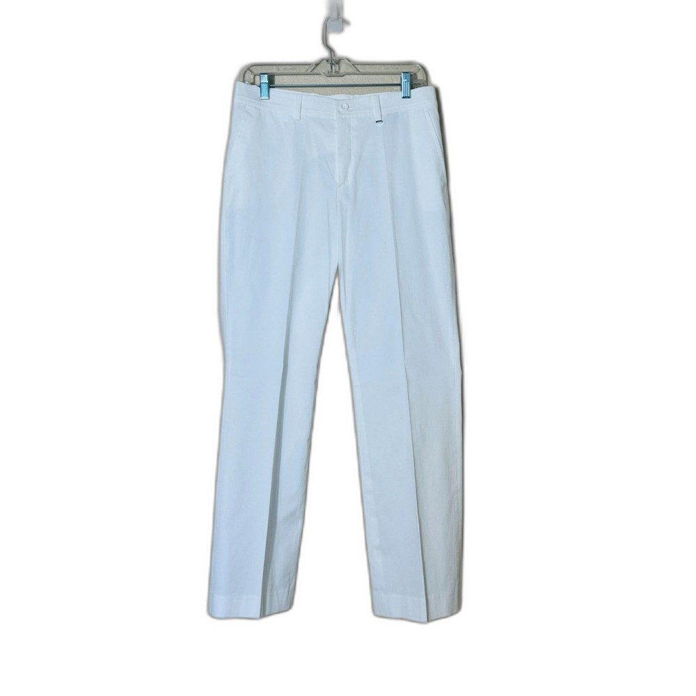 Bogner White Cotton Stretch Chinos 10 Straight Leg Preppy Work Capsule Pants